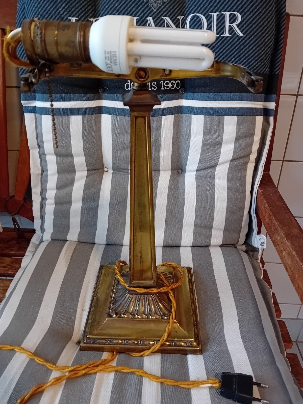 Antieke Emeralite bureaulamp - Messing, Ophalen of Verzenden