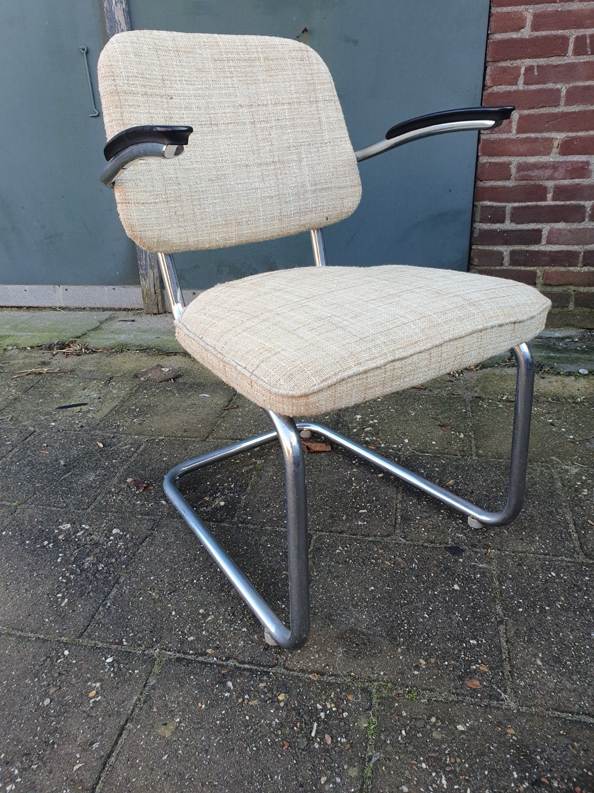 vintage buisstoel met originele bekleding, Ophalen, Gebruikt, Sixties, Stof