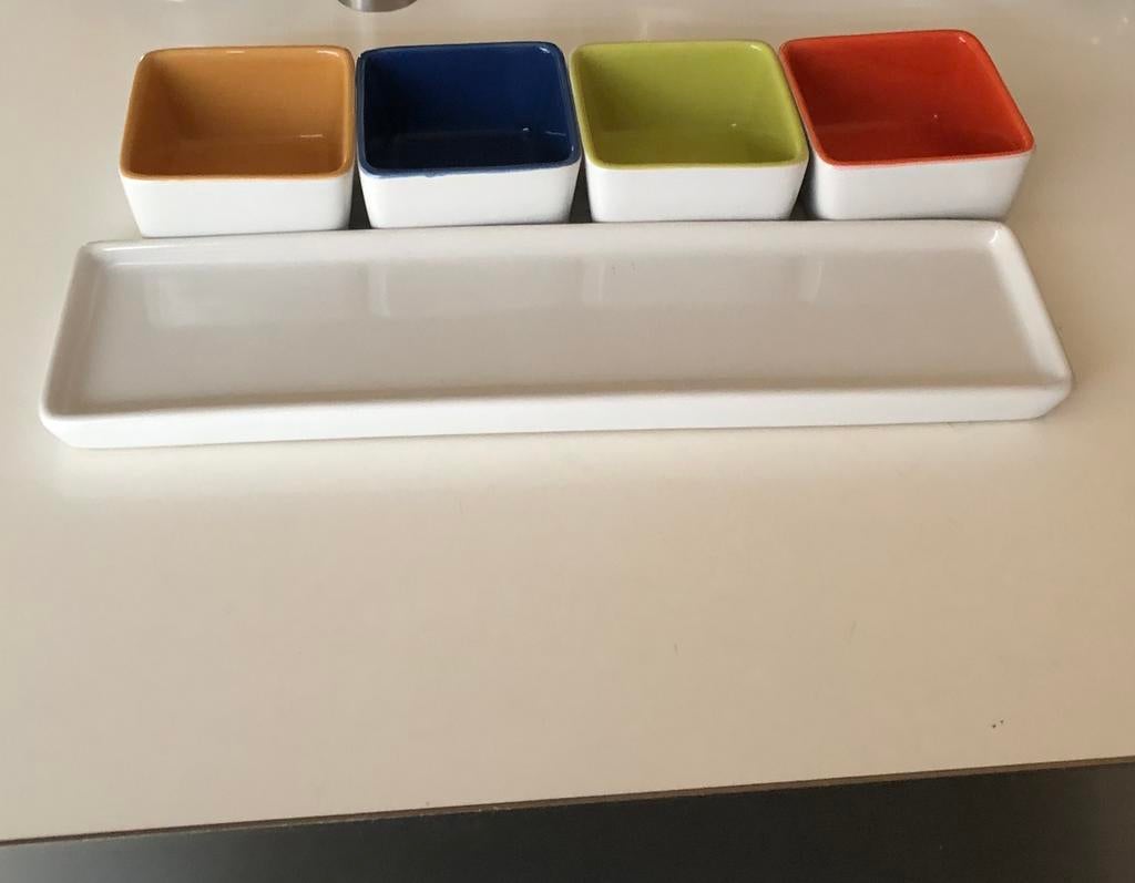 Complete 5-delige Siaki Tapas Set - Kleurrijk Stoneware, Ophalen of Verzenden, Overige stijlen, Aardewerk, Schaal of Schalen
