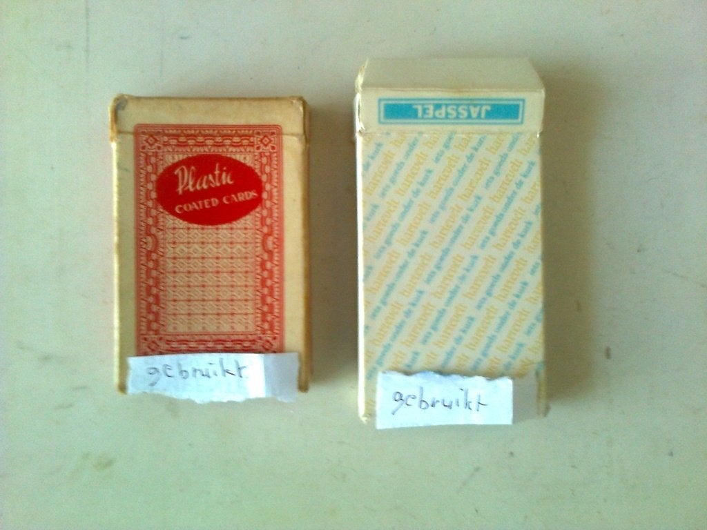 2 kaartspellen met 33 kaarten gebruikt v, Ophalen of Verzenden, Gebruikt, Joker(s)