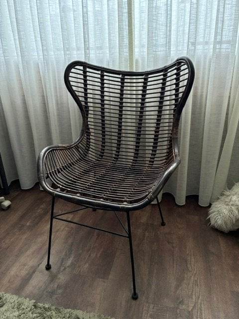 Rotan loungestoel, Huis en Inrichting, Ophalen, Bruin, Riet of Rotan, Eén