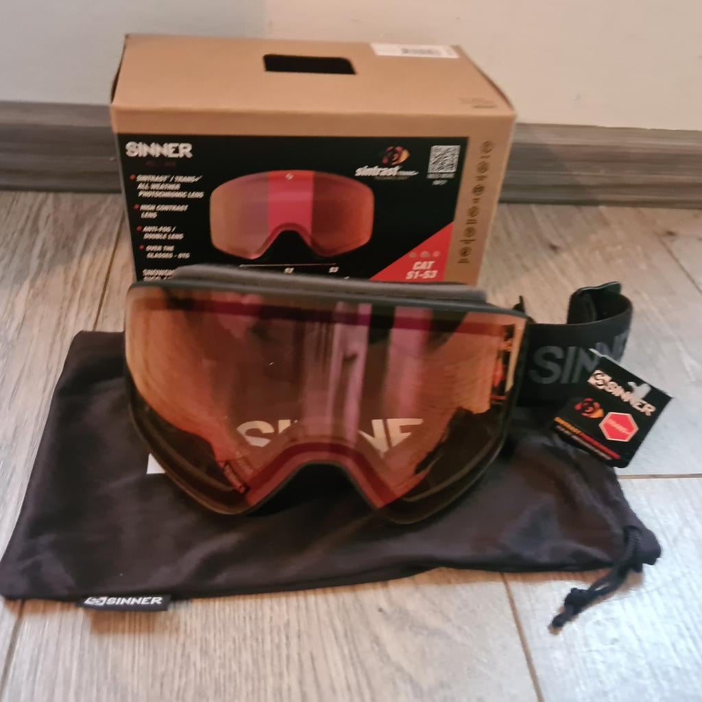 ✅NIEUW✅ Sinner Snowghost Skibril | Mat zwart !!ACTIE €79 !!!, Overige merken, Overige typen, Nieuw, Ophalen of Verzenden
