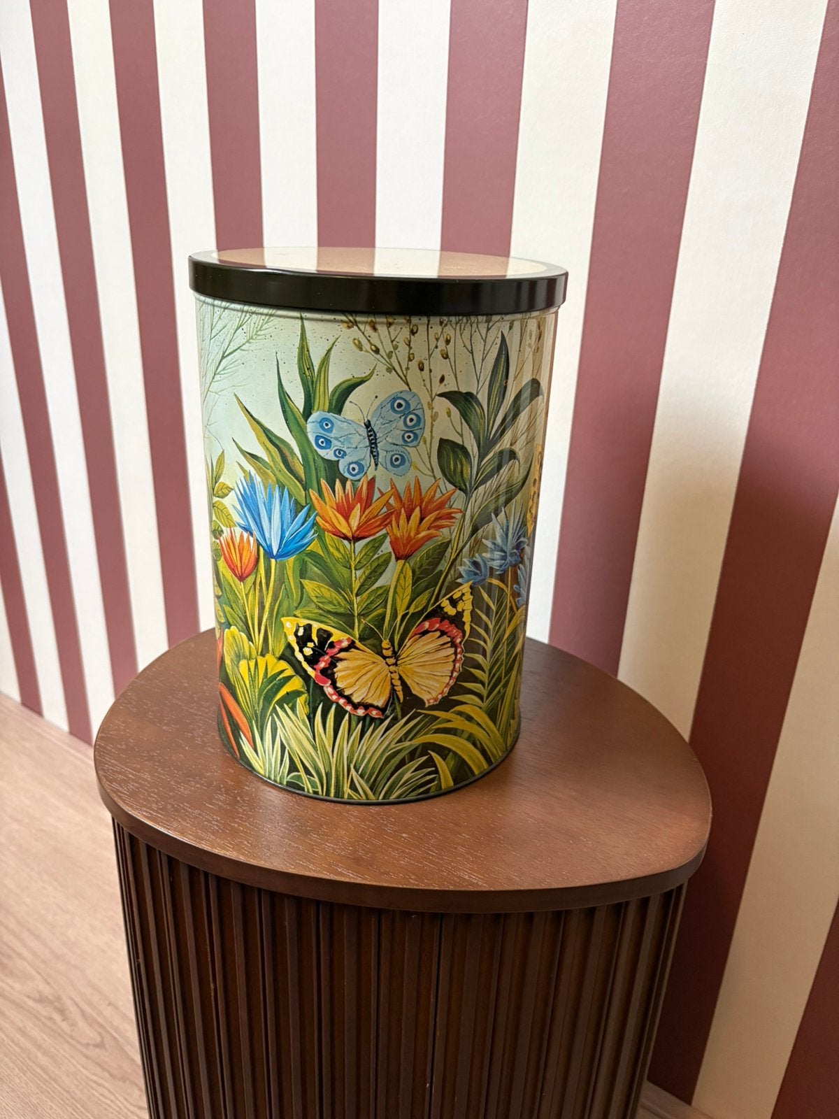 Geweldig groot blik mer botanische opdruk/ decoratief item, Ophalen of Verzenden, Gebruikt, Overige, Overige merken