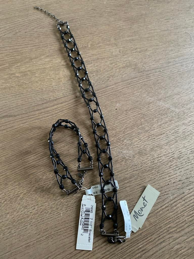 Nieuwe Monet ketting en armband set, zwart, Overige materialen, Zwart, Nieuw, Ophalen of Verzenden