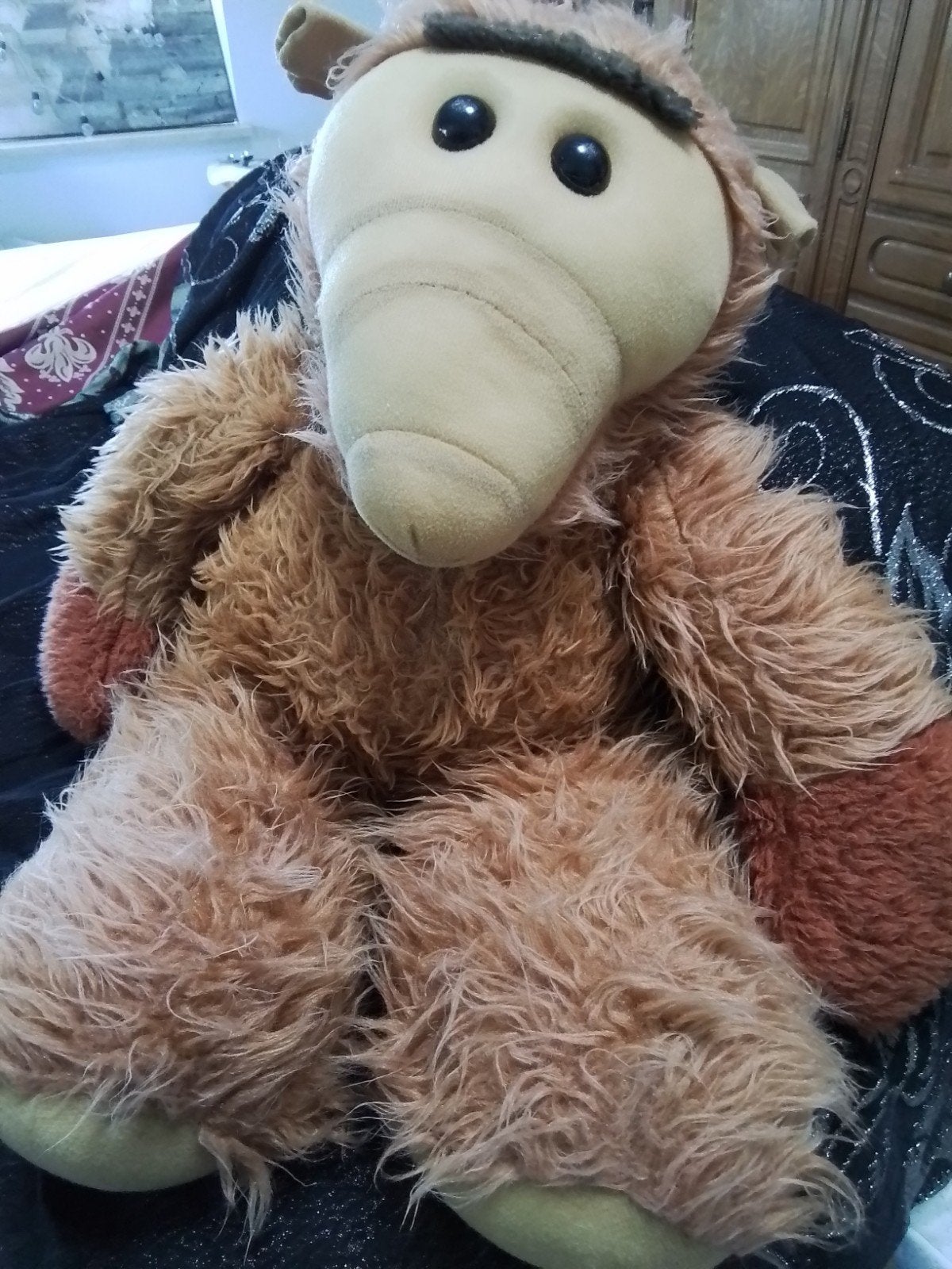 Grote vintage ALF knuffel - kleur is in het echt donkerder, Gebruikt, Overige merken, Overige karakters, Overige typen