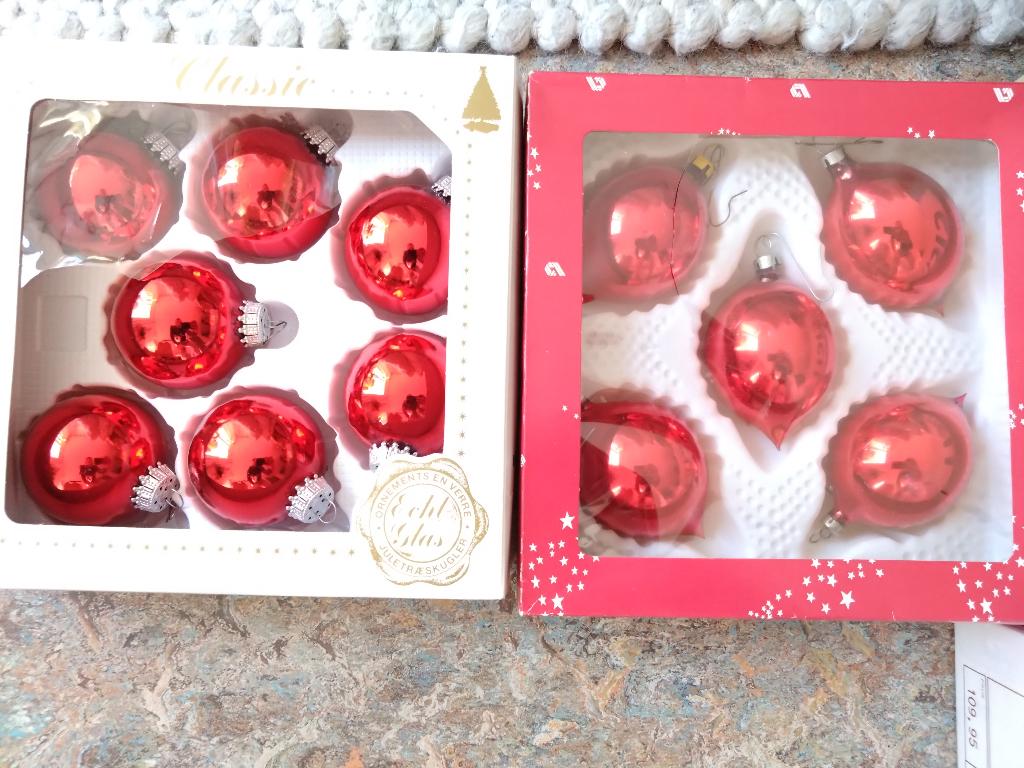Rode kerstballen, hangers en lampjes, Ophalen, Gebruikt