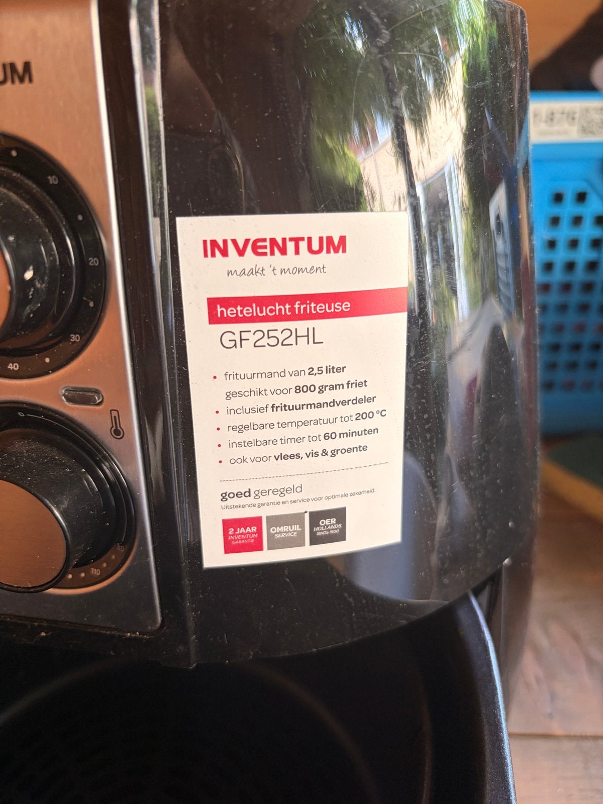 Inventum GF252HL Heteluchtfriteuse / airfryer - Zwart, Ophalen, Gebruikt, Airfryer, 750 t/m 999 gram