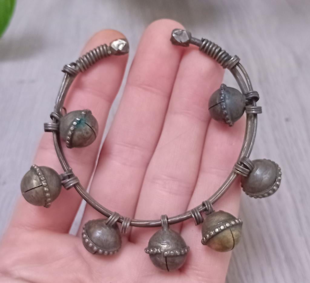 vintage zilveren zar armband met belletjes, Ophalen of Verzenden, Zilver