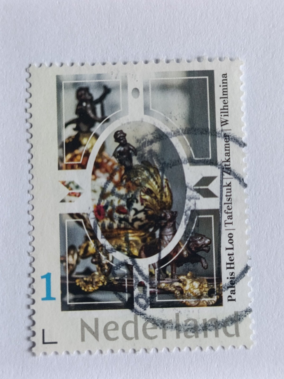 Persoonlijke postzegel Paleis Het Loo Tafelstuk Wilhelmina, Postzegels en Munten, Ophalen of Verzenden, Na 1940, Gestempeld