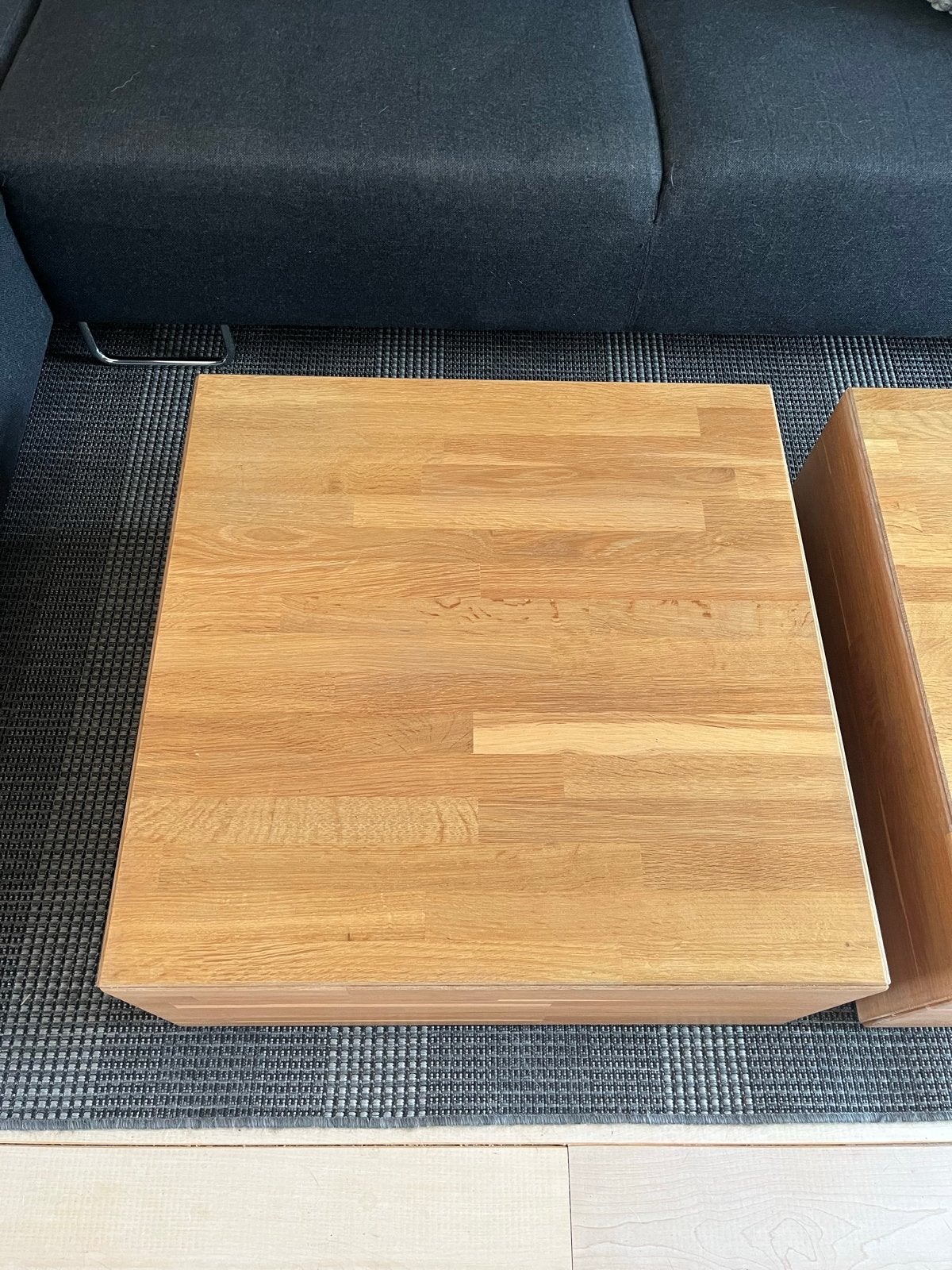Set van 2 Eiken Salontafels - 75x75x32 cm, Ophalen, Gebruikt, 50 tot 100 cm, 5 – 50