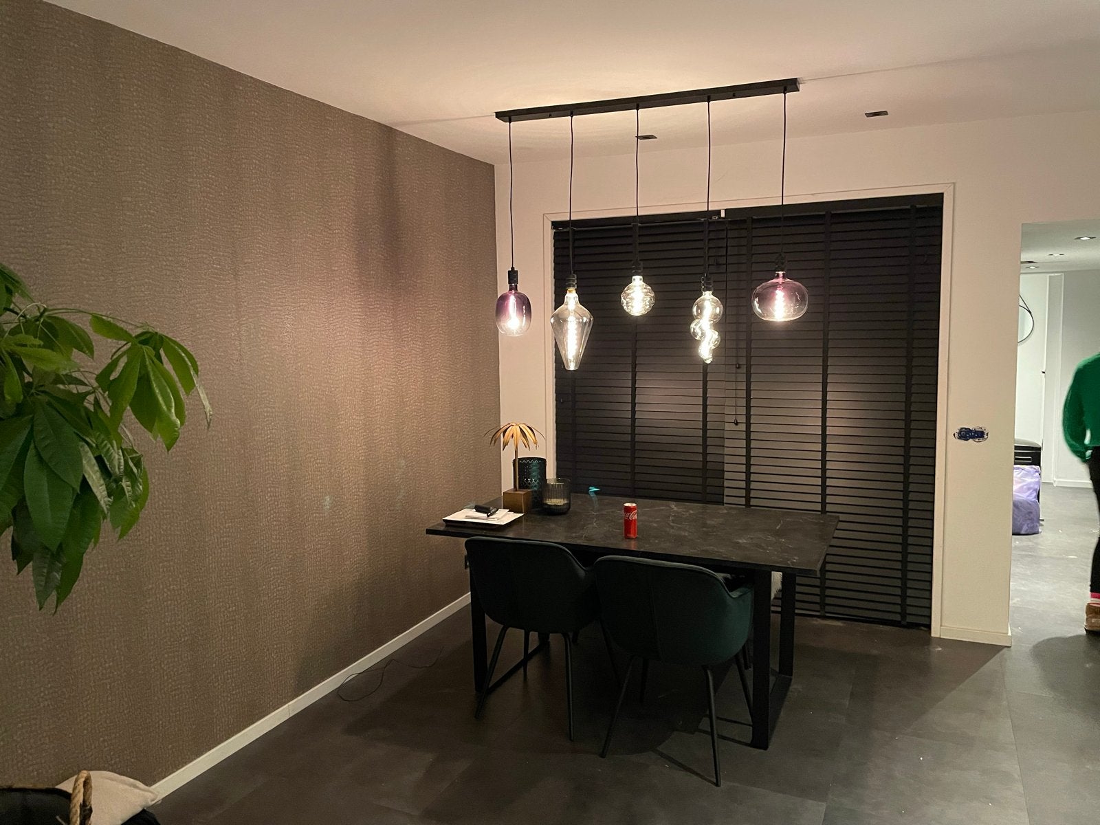 Design hanglamp met 5 unieke lichtbronnen, Ophalen, Zo goed als nieuw, Metaal