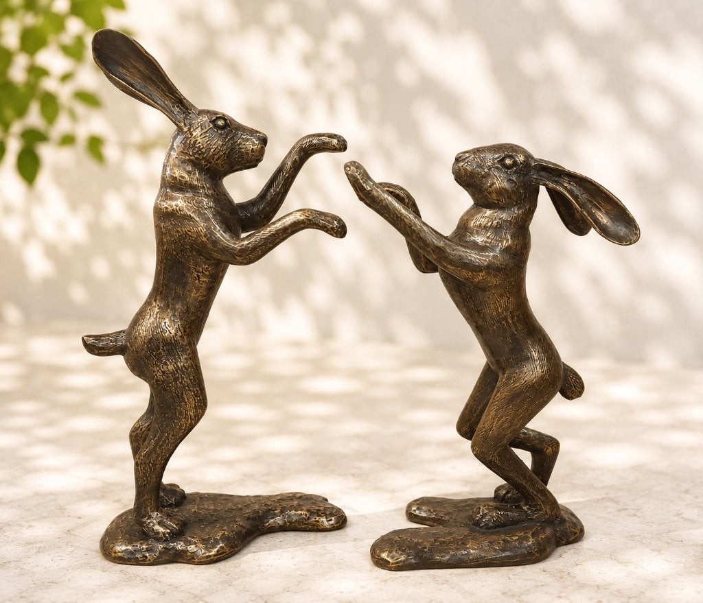 HAZEN / RAMMELAARS / bronzen beeld, Nieuw, Info@huisentuindecoratiemarie.nl, Huis en tuin decoratie marie, Dierenbeeld