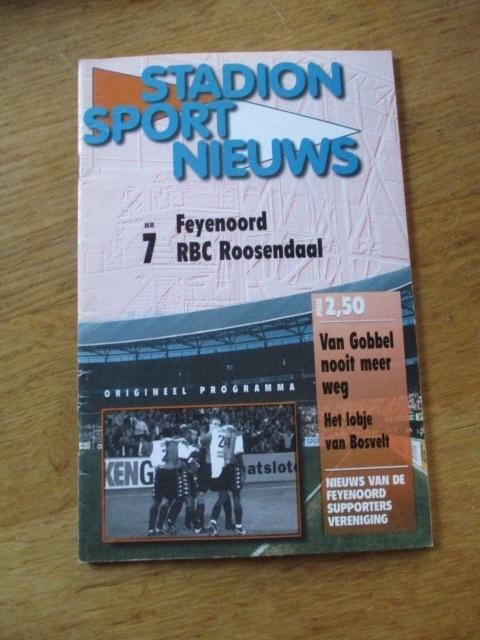 Programmaboekje 7 Feyenoord - RBC Roosendaal 2 november 2000, Ophalen of Verzenden, Gelezen, Watersport en Hengelsport