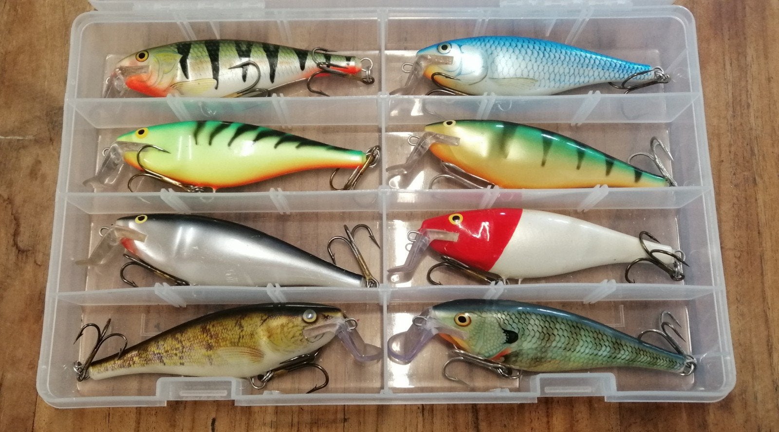 8x Rapala SSR14 pluggen in Spro tacklebox, Ophalen, Overige typen