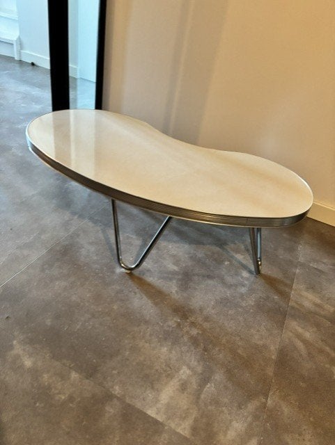 retro Bel Air Boomerang Salon Tafel TO18 Antique White Oxide, Ophalen, 100 tot 150 cm, 50 tot 100 cm, Overige vormen