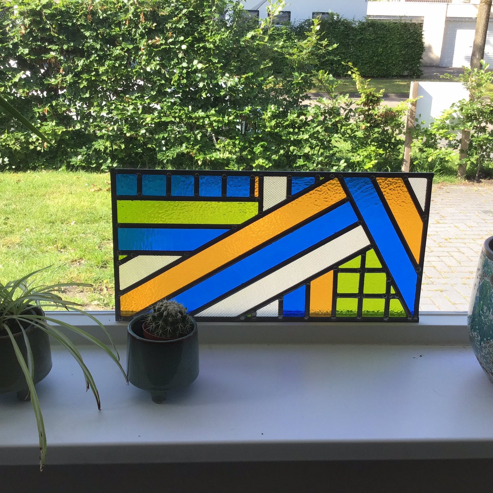 Mooi nieuw abstract glas in lood raam, Ophalen of Verzenden