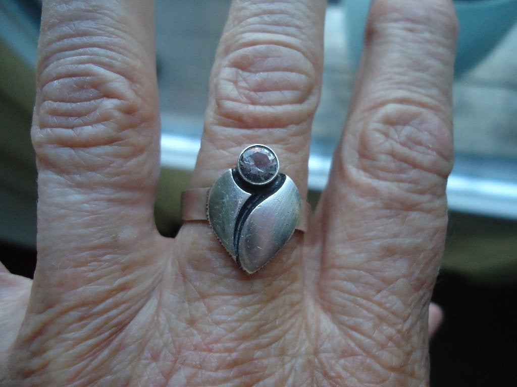 mooie echt zilveren ring van KARL LAINE feniks finland, Met kristal, Gebruikt, Ophalen of Verzenden, 17 tot 18