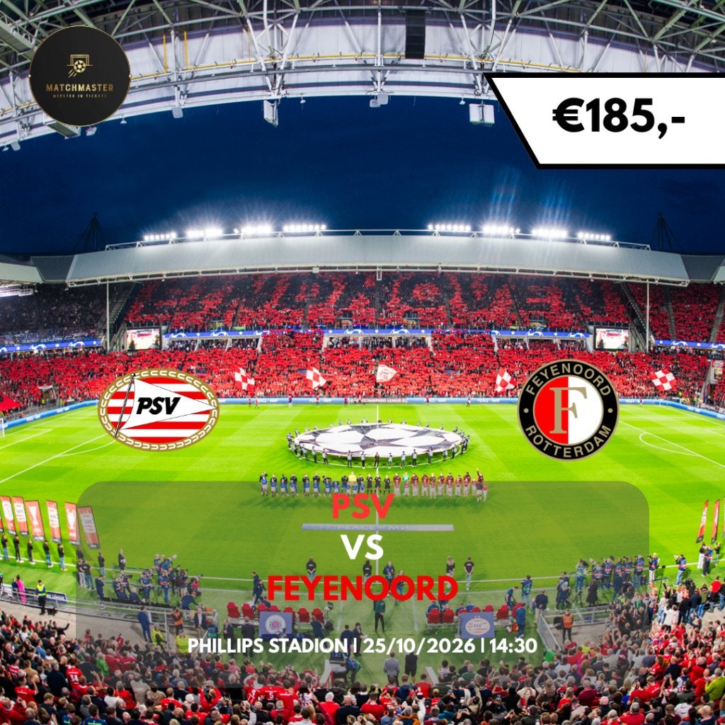 Tickets PSV - Feyenoord (inclusief €40 giftcard), Losse kaart, Drie personen of meer, Oktober