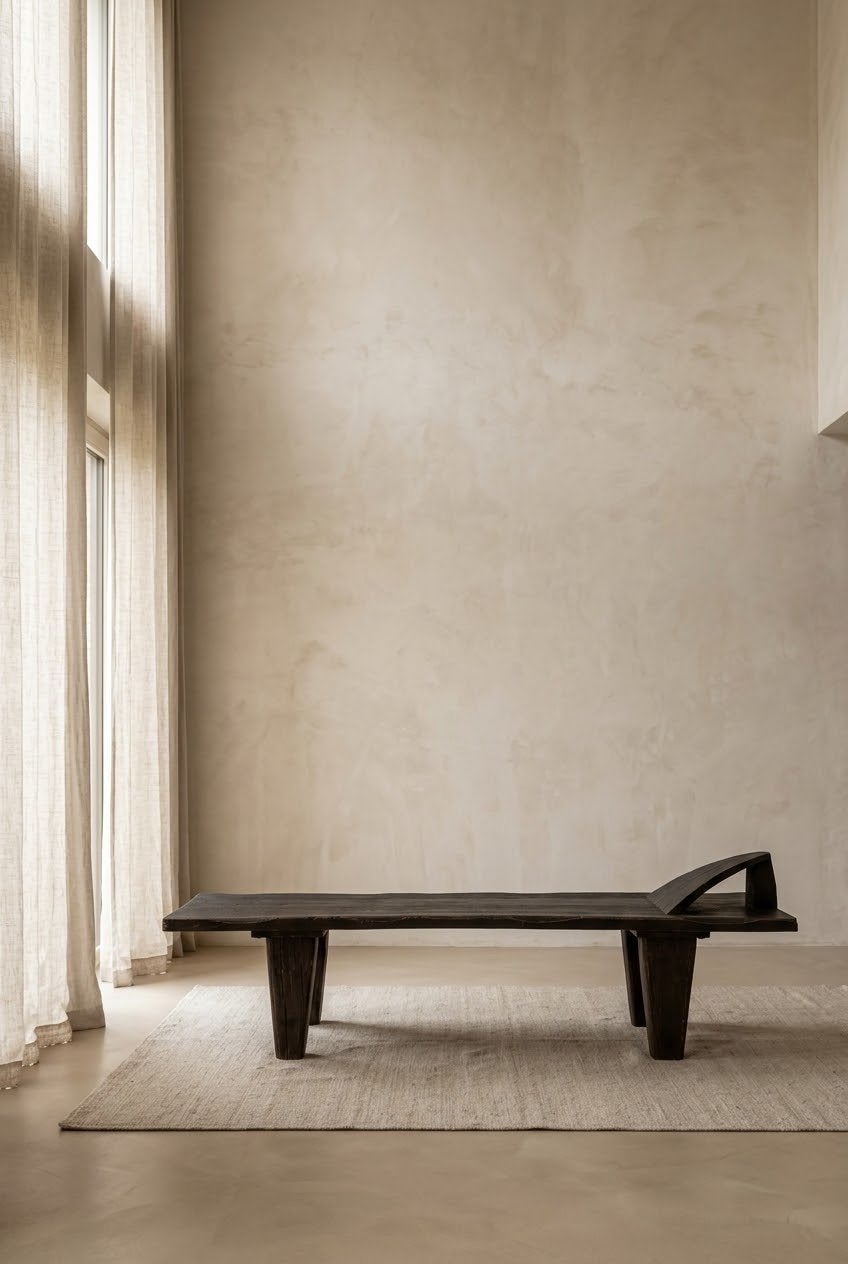 Prachtige Masaai houten tafel / bank / side table, Driepersoons, 75 tot 100 cm, Ophalen of Verzenden, Zo goed als nieuw