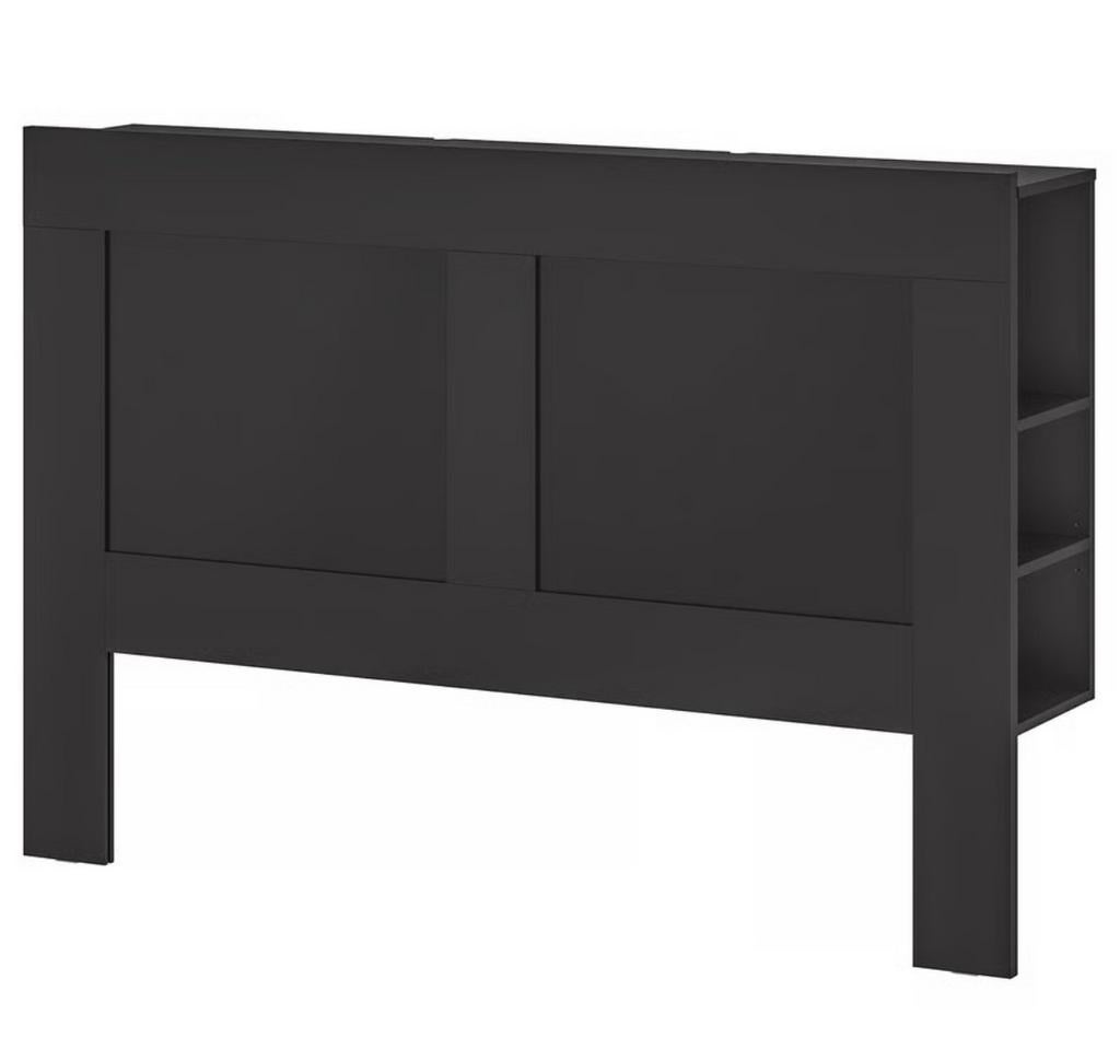 BRIMNES Hoofdeinde met bergruimte, zwart 186cm, Huis en Inrichting, Ophalen, Verstelbaar, Zwart, Tweepersoons