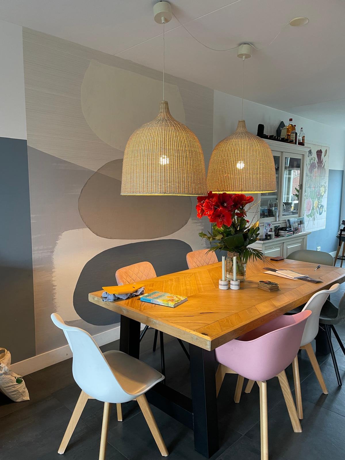 IKEA rotan lampen voor boven de eettafel, Ophalen, Gebruikt, Natuurlijk materiaal, E27 (groot)