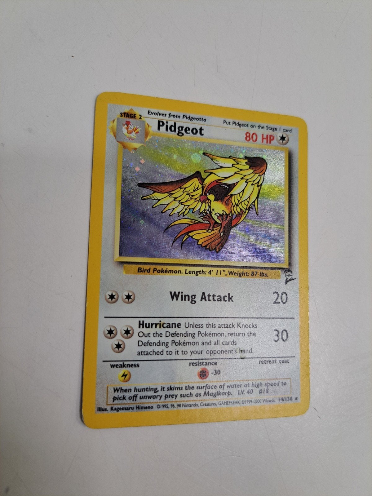 Pidgeot 14/130 Holo Rare Pokémon kaart, Ophalen of Verzenden, Gebruikt, Losse kaart, Foil