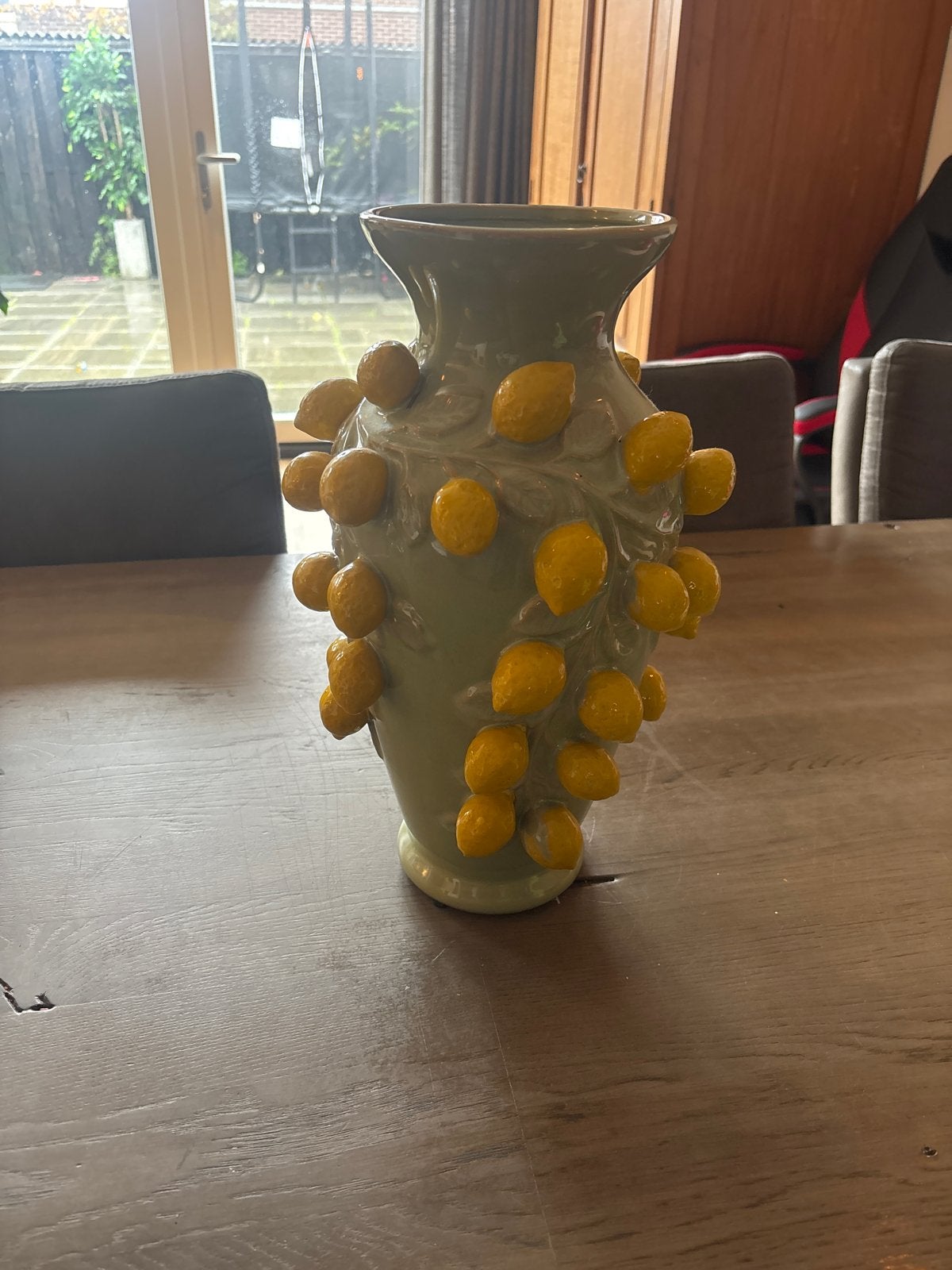 Unieke vaas met citroenen, Ophalen, Zo goed als nieuw, Handgemaakt, Groen