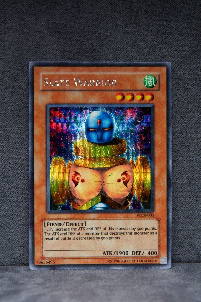 Yu-Gi-Oh! Slate Warrior WC4-003 Secret Rare NM, Ophalen of Verzenden, Zo goed als nieuw, Losse kaart, Foil