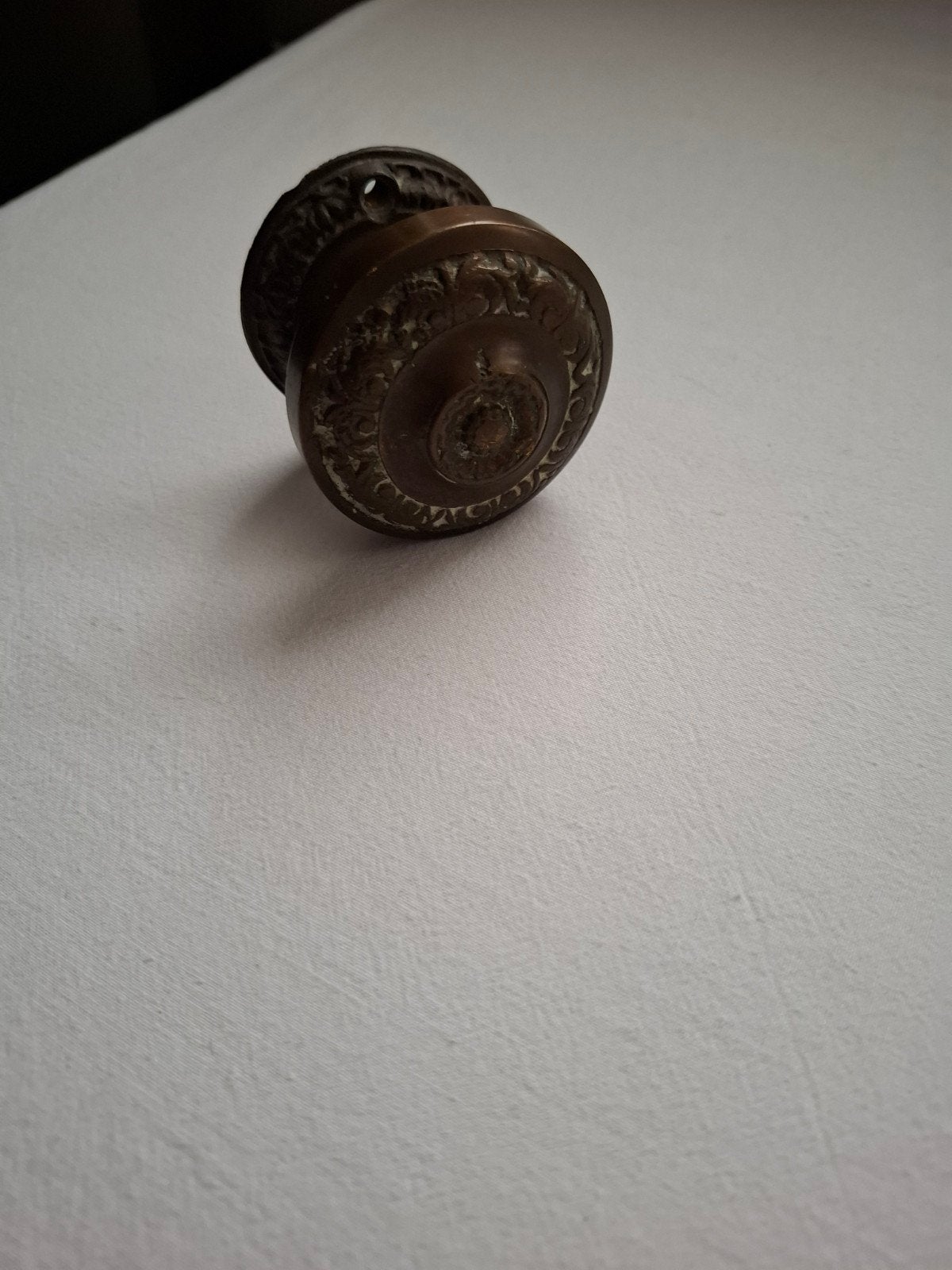 Oude koperen opzet deurknop, Ophalen of Verzenden, Gebruikt, Koper of Messing, Overige typen