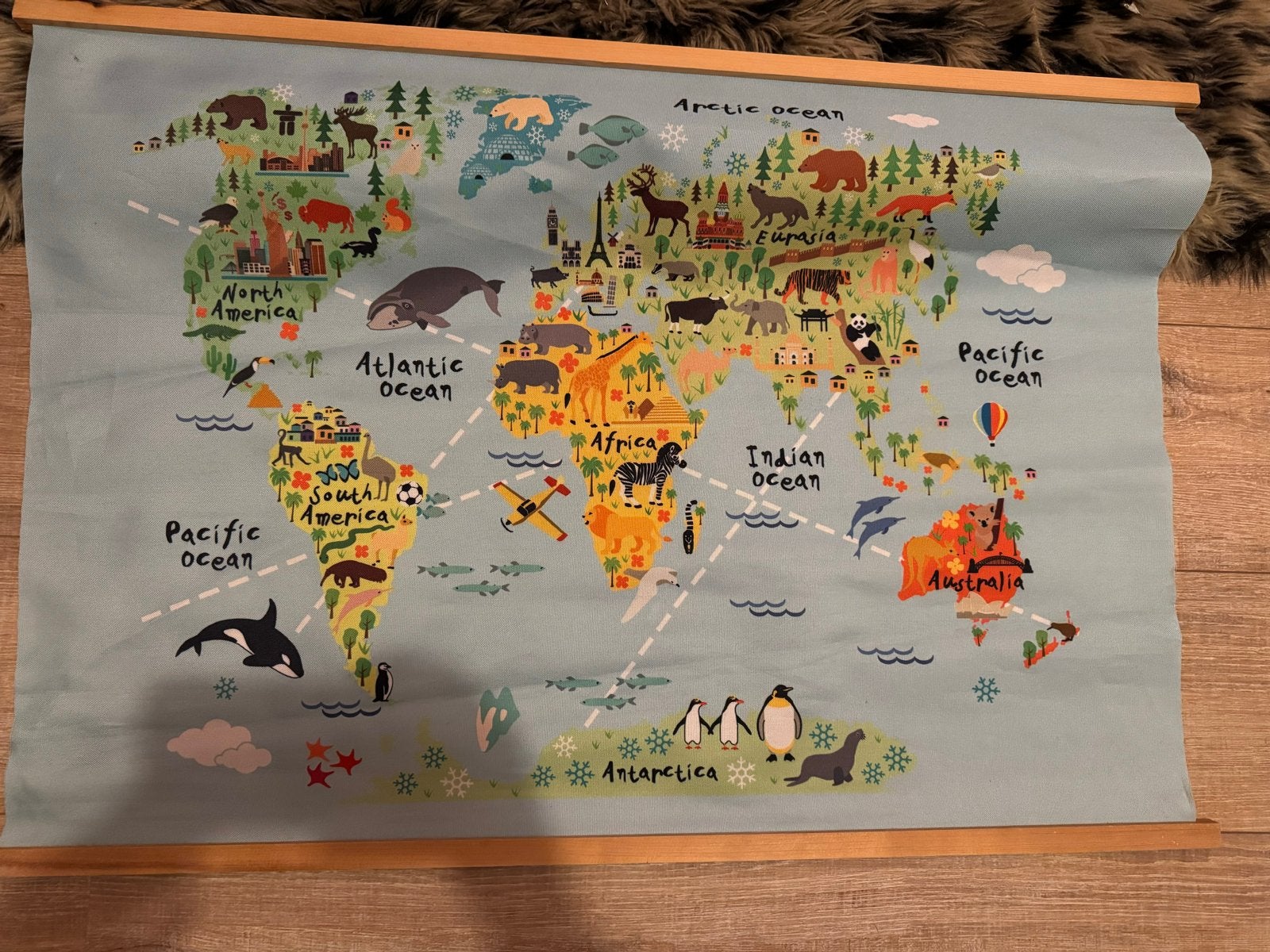 Wereldkaart op doek voor kinderen - 60x80cm, Ophalen, 2000 tot heden, Wereld, Landkaart