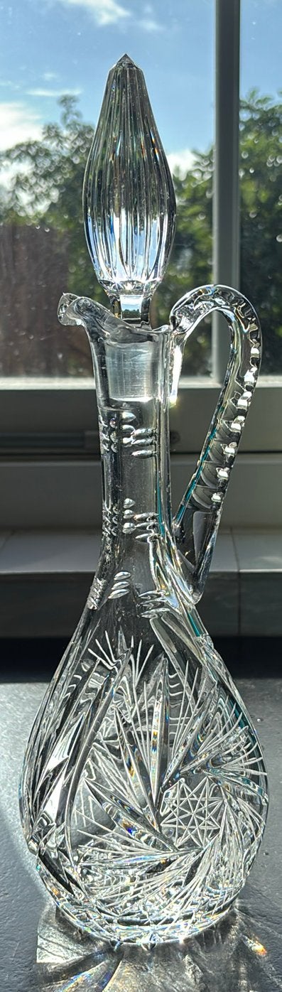Grote Boheemse kristallen karaf 40 cm handgeslepen, Ophalen of Verzenden