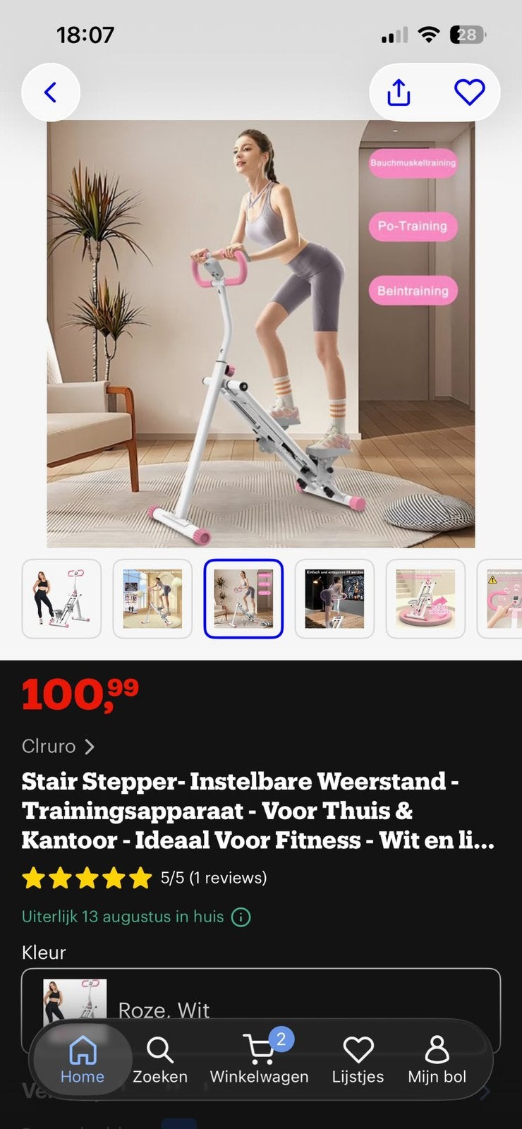 Stairstepper wit roze, Sport en Fitness, Ophalen, Zo goed als nieuw, Stepapparaat