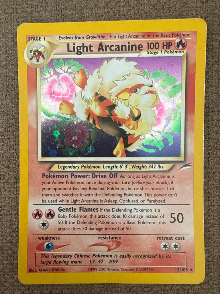 Pokémon Kaart: Light Arcanine 100 HP (12/105) - Neo Destiny, Ophalen of Verzenden, Zo goed als nieuw, Losse kaart, Foil