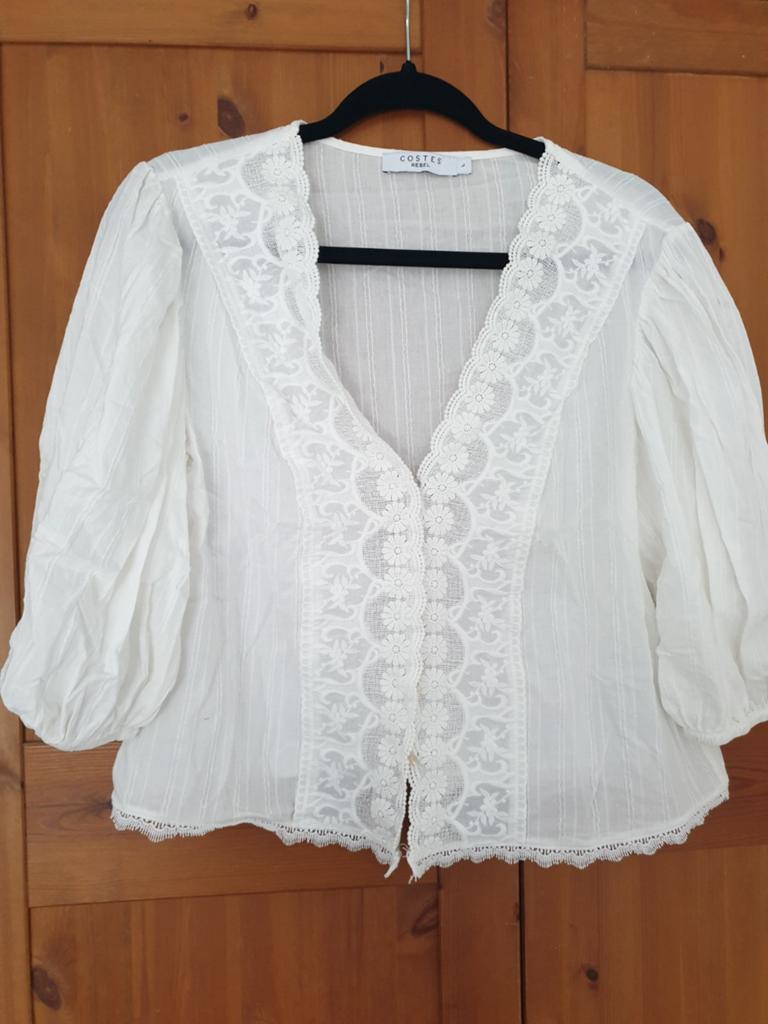 Costes witte brocante kanten zomer blouse maat M, Maat 38/40 (M), Wit, Ophalen of Verzenden, Costes