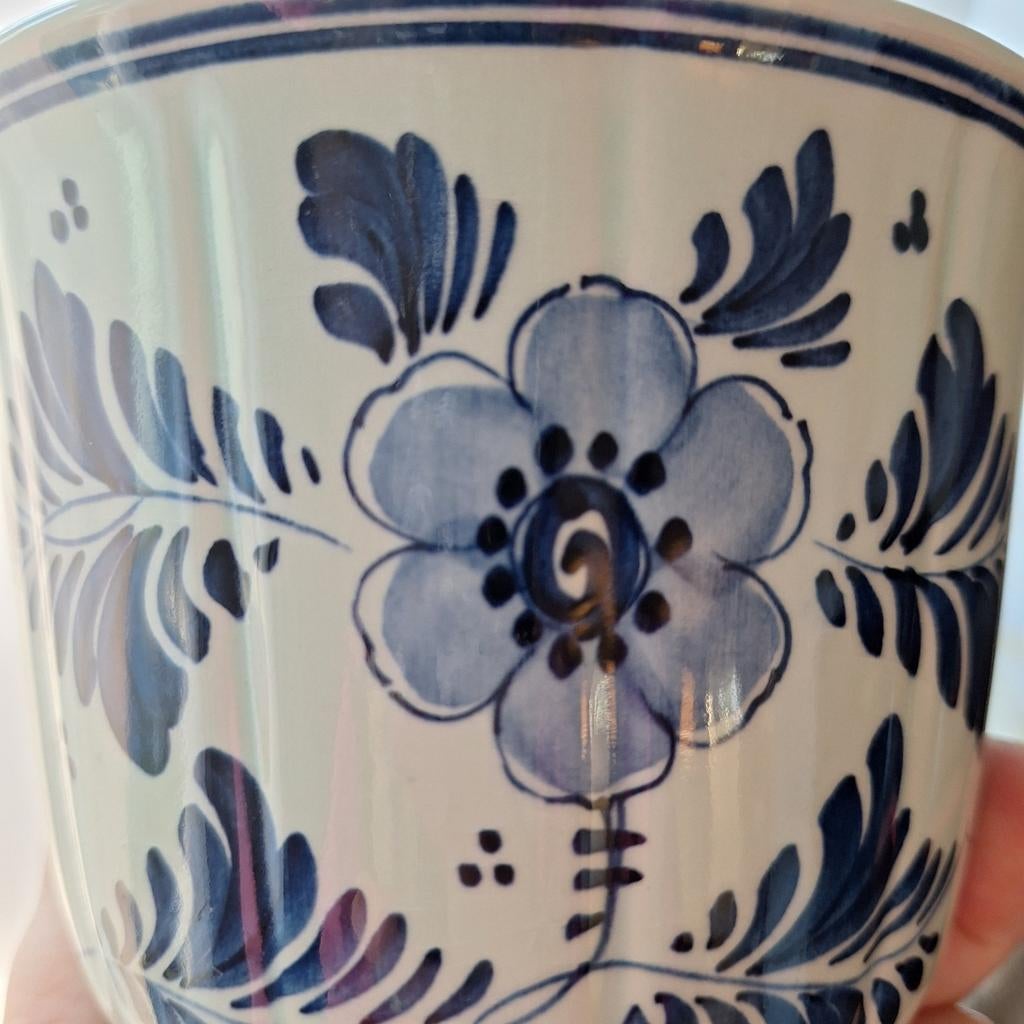 Delfts Blauw Handgeschilderde Bloempot - Made in Holland, Ophalen of Verzenden