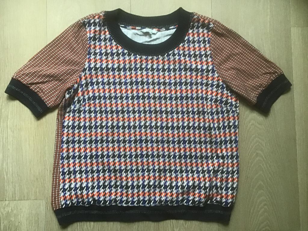 Sandwich top met leuke print, 38, Maat 38/40 (M), Blauw, Ophalen of Verzenden, Zo goed als nieuw