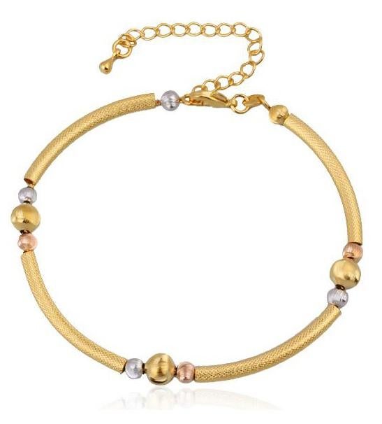 22k Goud dames armband met drie kleuren gouden bolletjes, Verzenden, Nieuw, Goud, Overige materialen