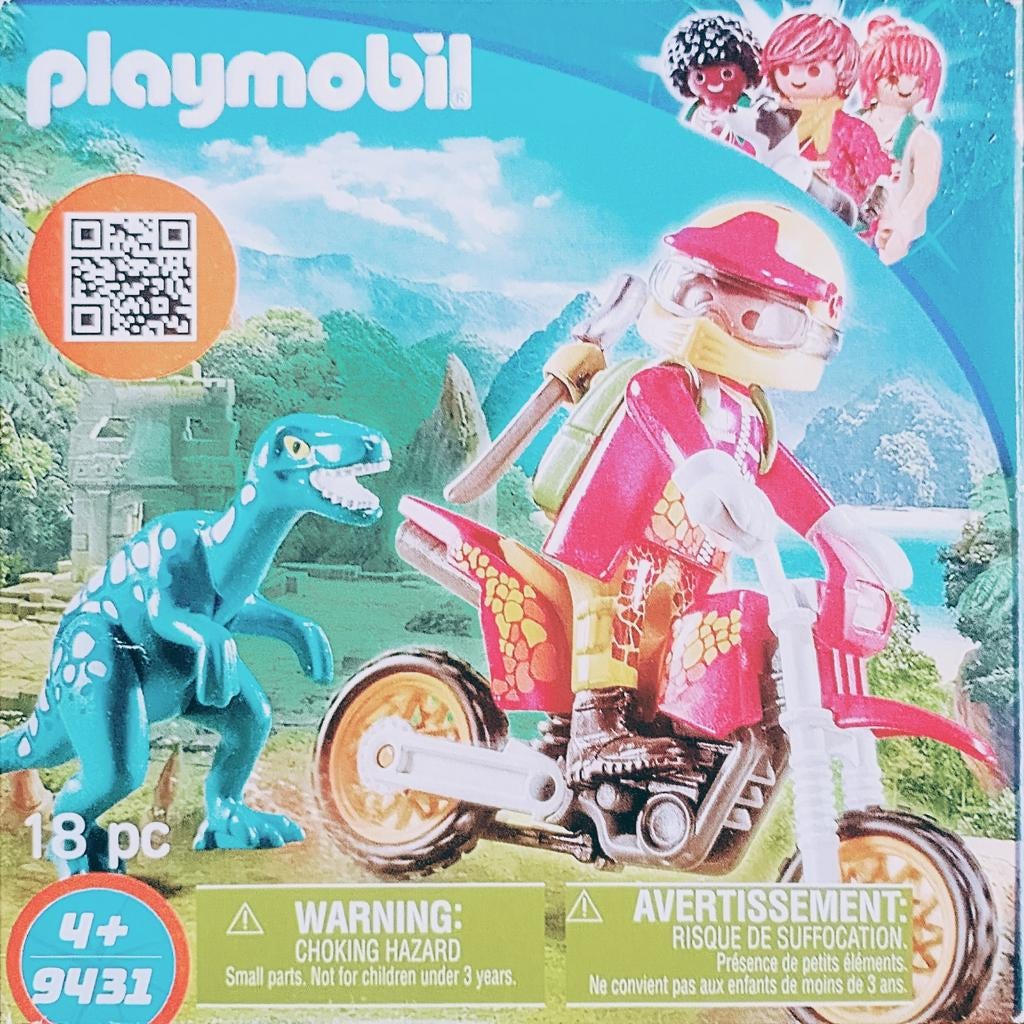 Dinos The Explorers Motorcrosser Met Raptor 9431, Ophalen of Verzenden, Zo goed als nieuw, Complete set