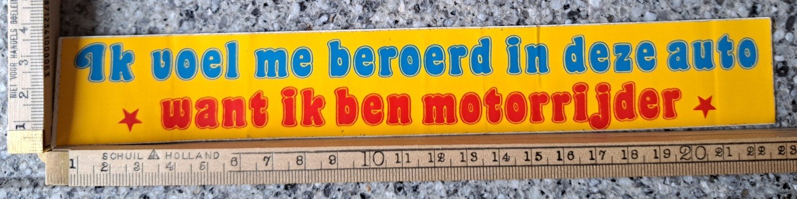 Vintage autosticker ik voel mij beroerd in deze auto, Ophalen of Verzenden, Zo goed als nieuw, Overige typen