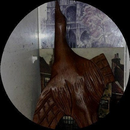kunstwerk:houte vogel(esscher ), Ophalen of Verzenden, Rechthoekig, Minder dan 50 cm