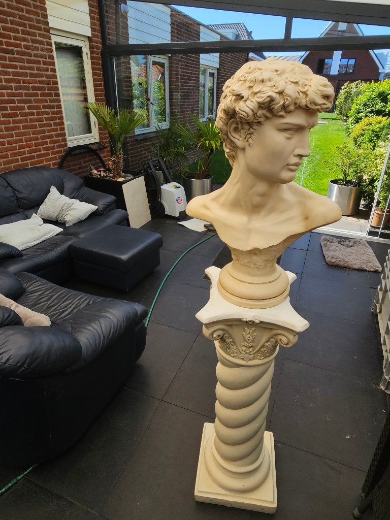 Borstbeeld David Michelangelo – 68 cm op pilaar 100 cm hoog, Antiek en Kunst, Ophalen, Buste, Klassiek, Man