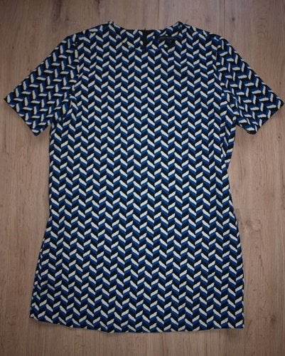 Zara Zwart Blauw Witte Jurk (L), Kleding | Dames, Jurken, Maat 38/40 (M), Blauw, Zara, Ophalen of Verzenden