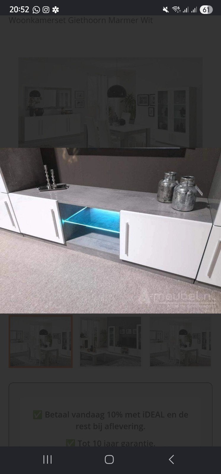 TV meubel Klein Giethoorn Marmer Wit, Ophalen, Overige materialen, 100 tot 150 cm, Nieuw