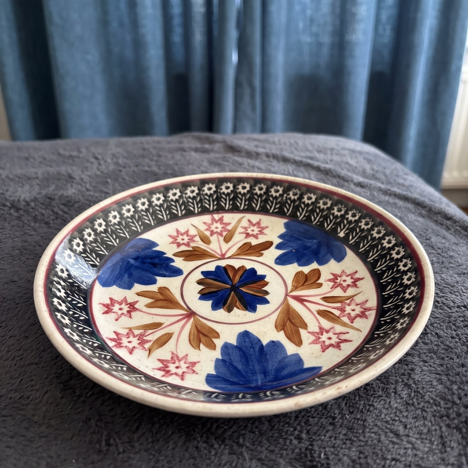Antiek boerenbont bord p regout 1881-1925, Ophalen of Verzenden