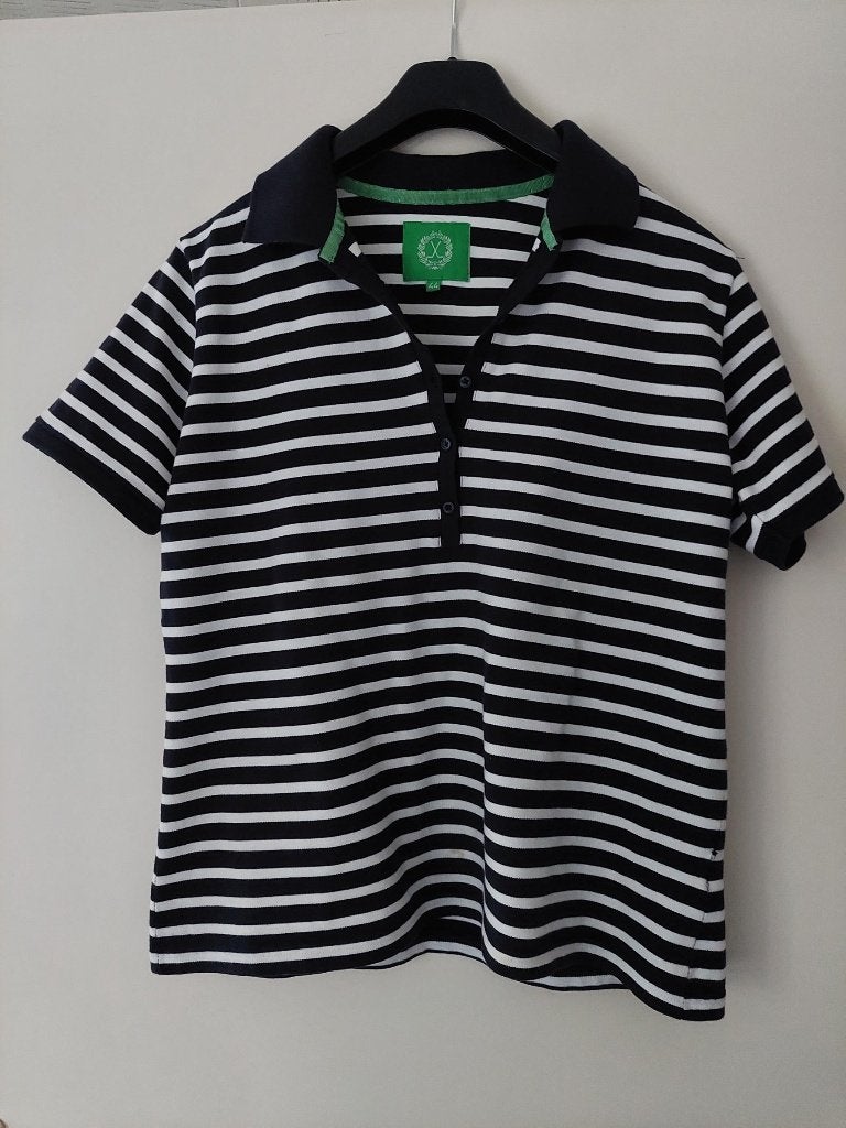 Poloshirt dames blauw - wit streep maat 44, Verzenden, Zo goed als nieuw, Maat 42/44 (L), Blauw