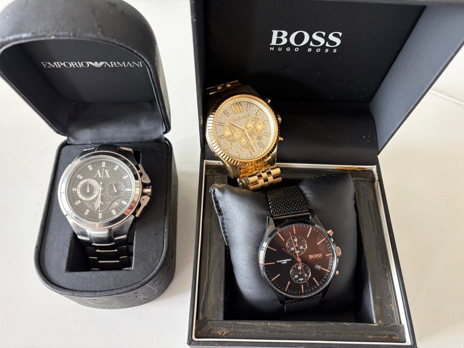 4 mooie horloges U- Boat, Hugo Boss, Michael Kors en Armani, Overige merken, Staal, Polshorloge, Nieuw