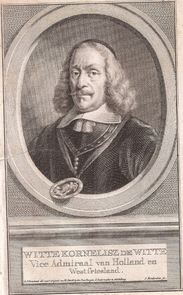 Witte Kornelisz de Witte, Vice-Admiraal Holland West-Friesla, 18 cm, Portret, Ophalen of Verzenden, 10 cm
