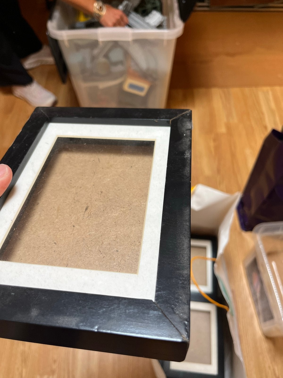 Zwarte fotolijst met passe-partout, Ophalen, Gebruikt, Fotolijst, Met glas