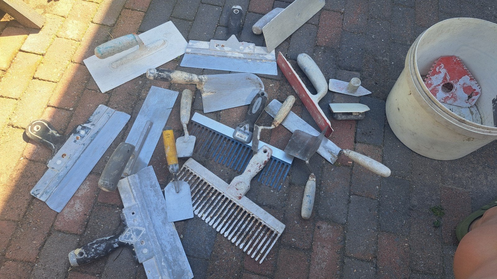 Stukadoor gereedschap set - spanen, spackmessen en meer, Ophalen of Verzenden, Gebruikt, Overige typen