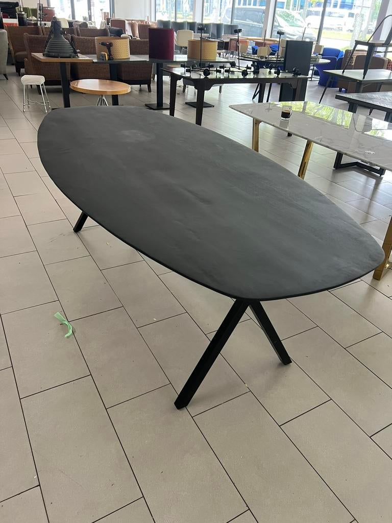 Luxe Ovale Eettafel 240x110 cm Zwart Design Industriële Look, NVT, 100 tot 150 cm, Luxe, 200 cm of meer